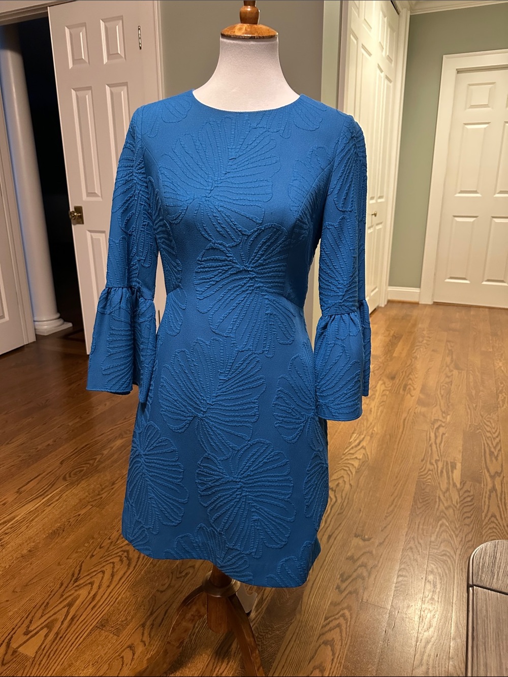 Lilly Pulitzer Cobalt Blue Textured Bell-Sleeve Shift Dress
